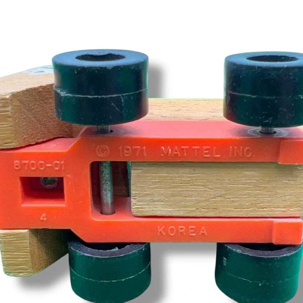 Vintage Wooden Toy‎ Construction Vehicle Set Forklift Tow Truck Tanker 3pc Lot